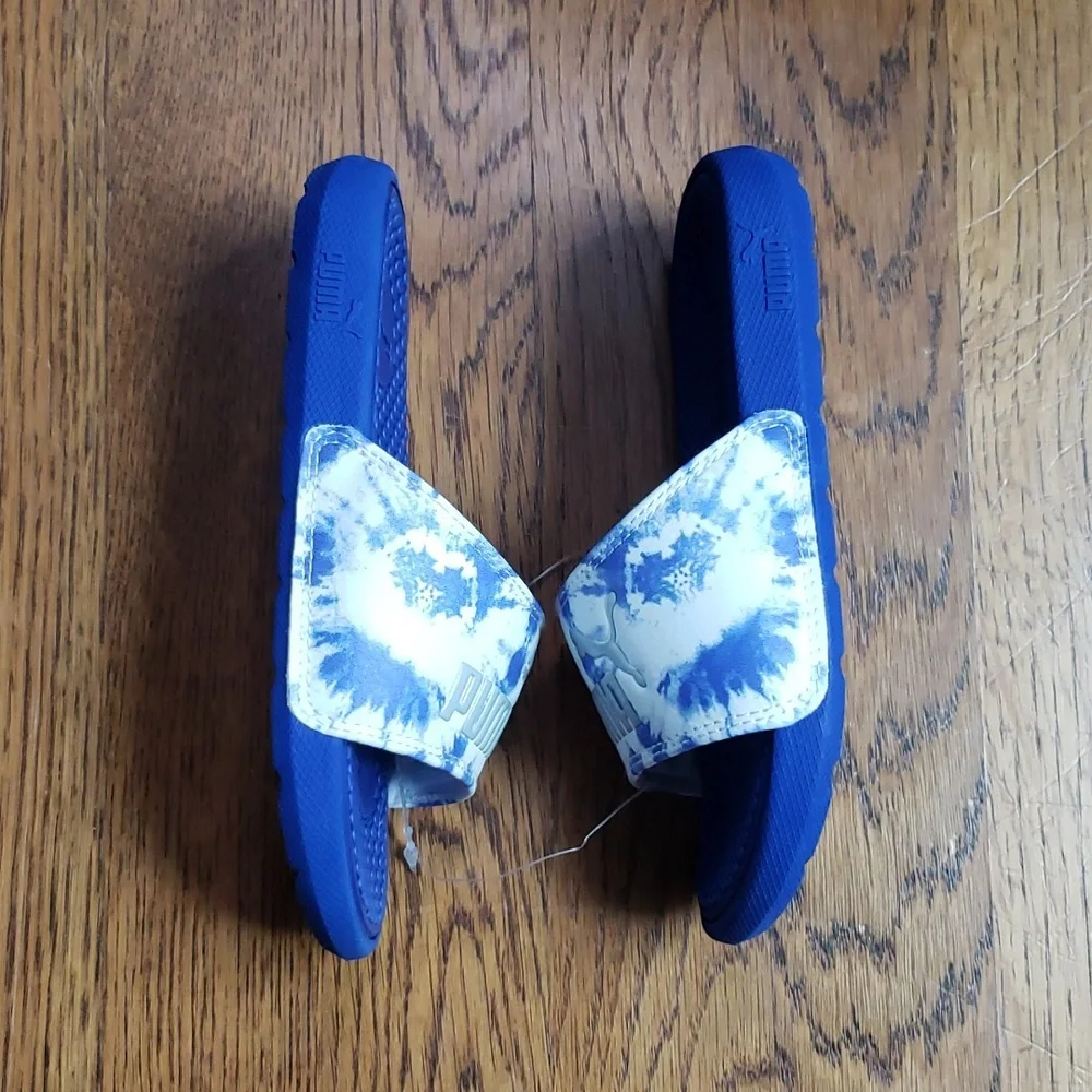 NEW Cool Cat Shibori Jr. Slide Sandal Blue Tie Dye Print Puma Kids Size 11